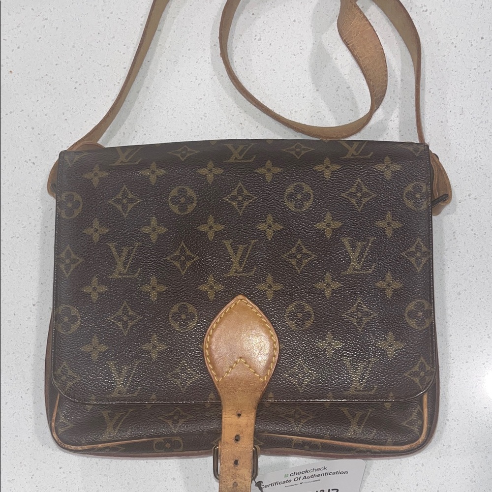 Vintage Louis Vuitton Monogram Tan and Brown Messenger Bag unisex